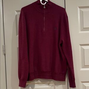 Ralph Lauren Men's Burgundy Quarter Zip Sweater